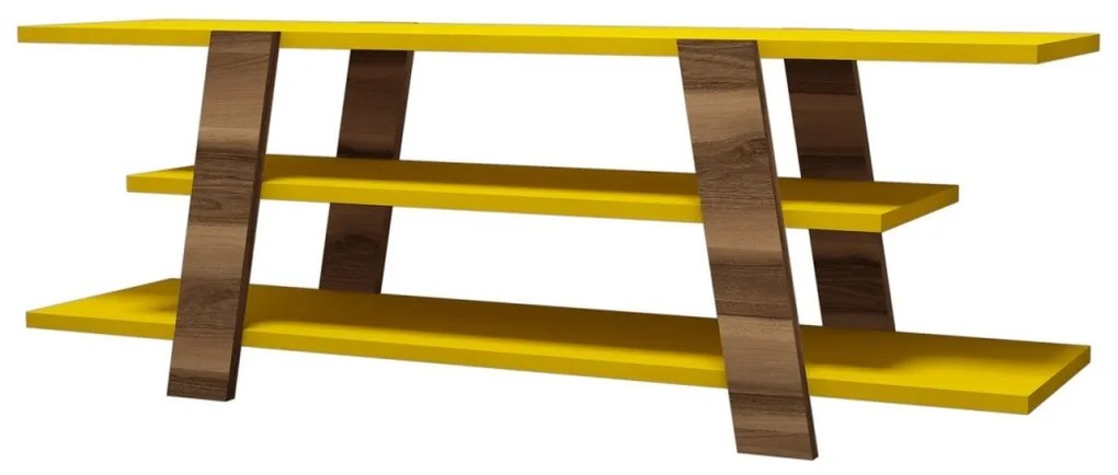 TV skrinka FLOWER 120 cm žltá/orech