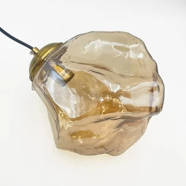 Závesný luster na lanku CRISTAL 3xE14/15W/230V mosadz/dymová béžová