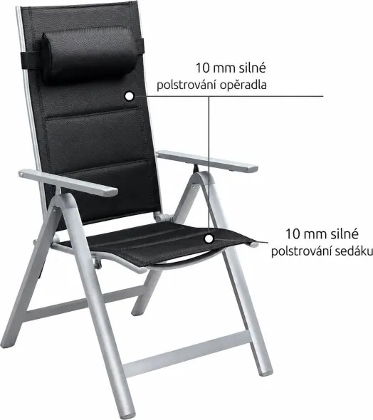 Záhradná polohovateľná stolička / kreslá Altessa Premium 2 ks - strieborná