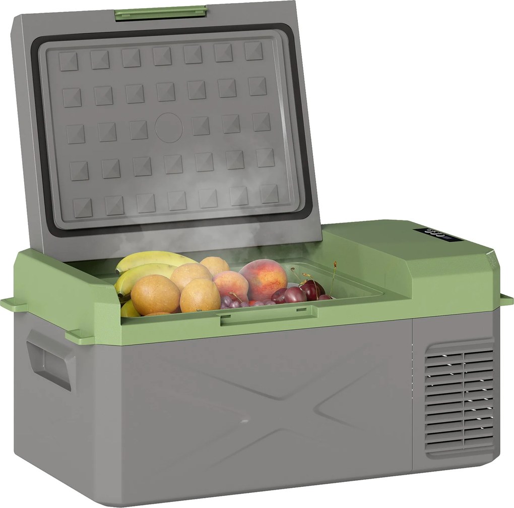 Outsunny 16,3 litrový kompresorový chladič - elektrický chladič s ECO režimom chladenia, mraznička, termoska, mini chladnička na 12/220 voltov pre aut