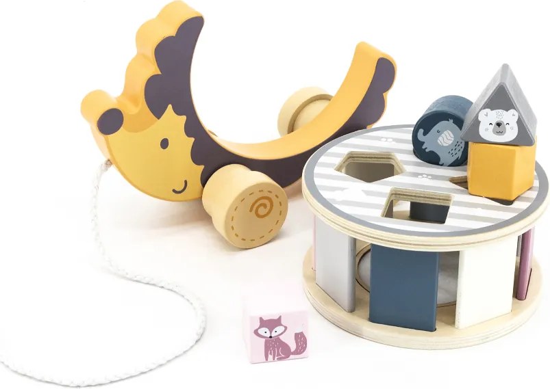 Ťahací triedič PolarB Jerzy 2 v 1 – ježko na ťahanie a triedenie tvarov