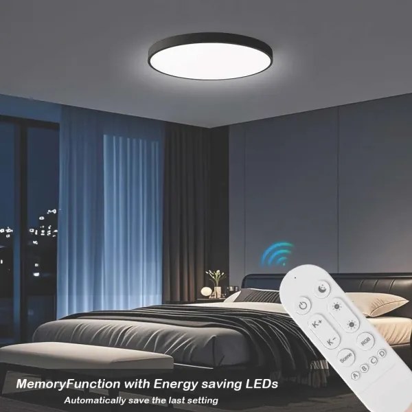 Immax NEO 07313L-LED SEMPLICI - stmievateľné stropné svietidlo 96 W/230 V, priemer 80 cm, Tuya Wi‑Fi, čierne, s diaľkovým ovládaním