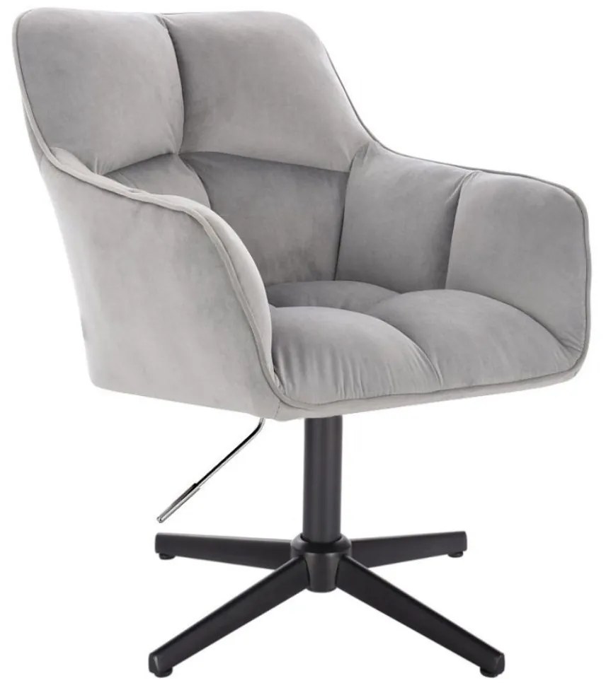 LuxuryForm DESIGN Kreslo AMALFI VELUR na čiernom kríži - svetlo šedé