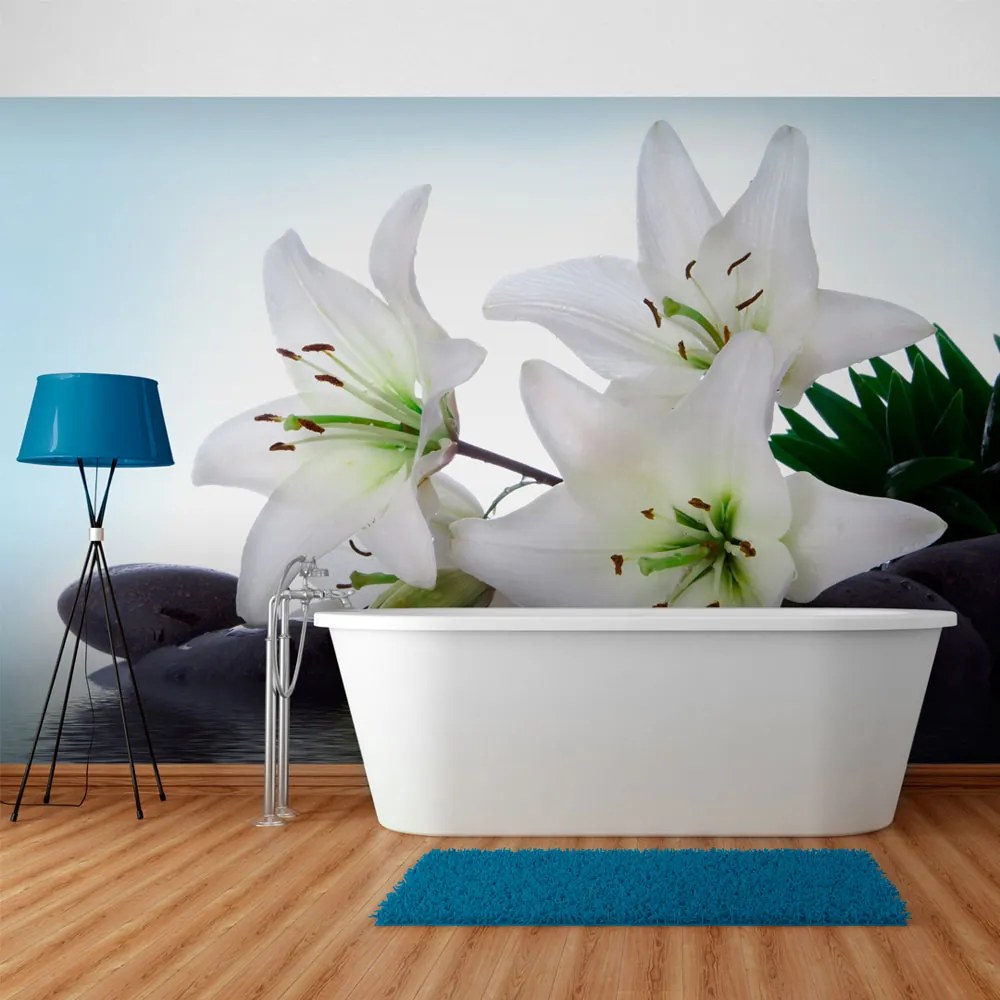 Fototapeta Bimago - Pure, white lilies + lepidlo zadarmo 200x154 cm