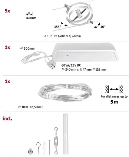 Paulmann 94436 - SADA 5xGU5,3/10W Bodové svietidlo CARDAN 230V matný chróm