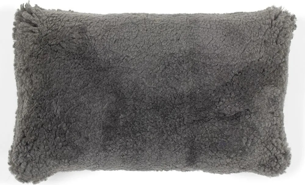 Šedý podlhovastý vankúš z ovčej kože - 50 * 30 * 15cm