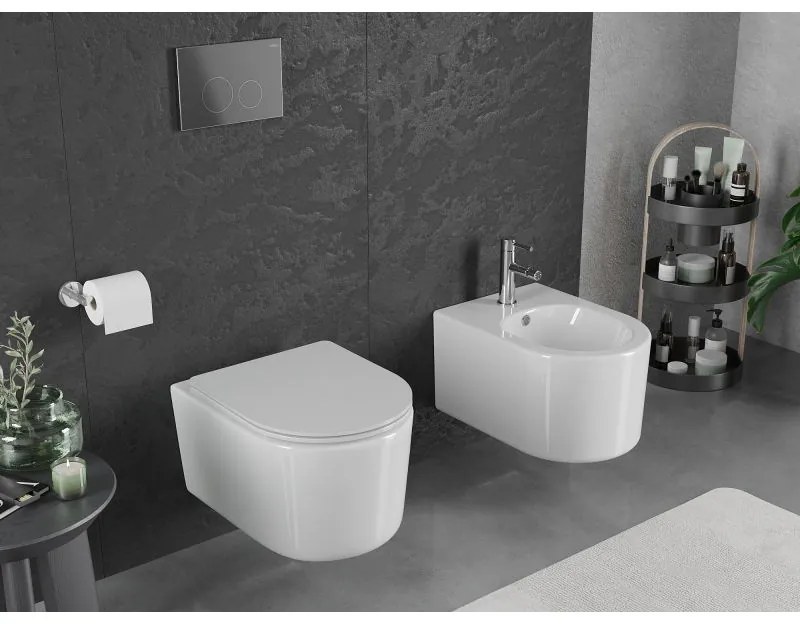 Mexen Sofia, závesná WC misa 490x360x355 mm, Rimless Tornádo, biela lesklá, 3354XX00T