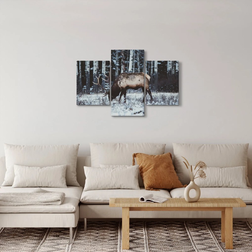 Obraz - jeleň v zime (90x60 cm)
