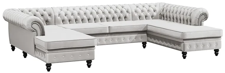 PROXIMA.store - Luxusná sedačka CHESTERFIELD LONG U FARBA NÔH: čierna, DRUH LÁTKY: TORRE - 17, FARBA OZDOBNÝCH ŠPENDLÍKOV: barok