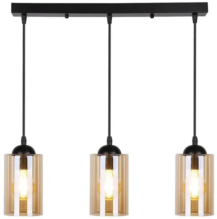 Candellux Čierno-hnedý závesný luster Bistro pre žiarovku 3x E27 33-00545
