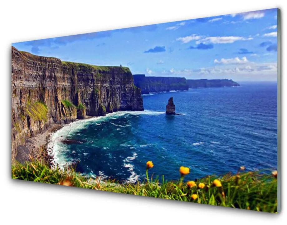 Obraz na skle Záliv skaly more krajina 100x50 cm
