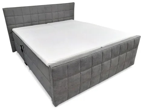 Elektrická polohovateľná čalúnená posteľ s matracmi a topperom HELEN 180x200 cm sivá