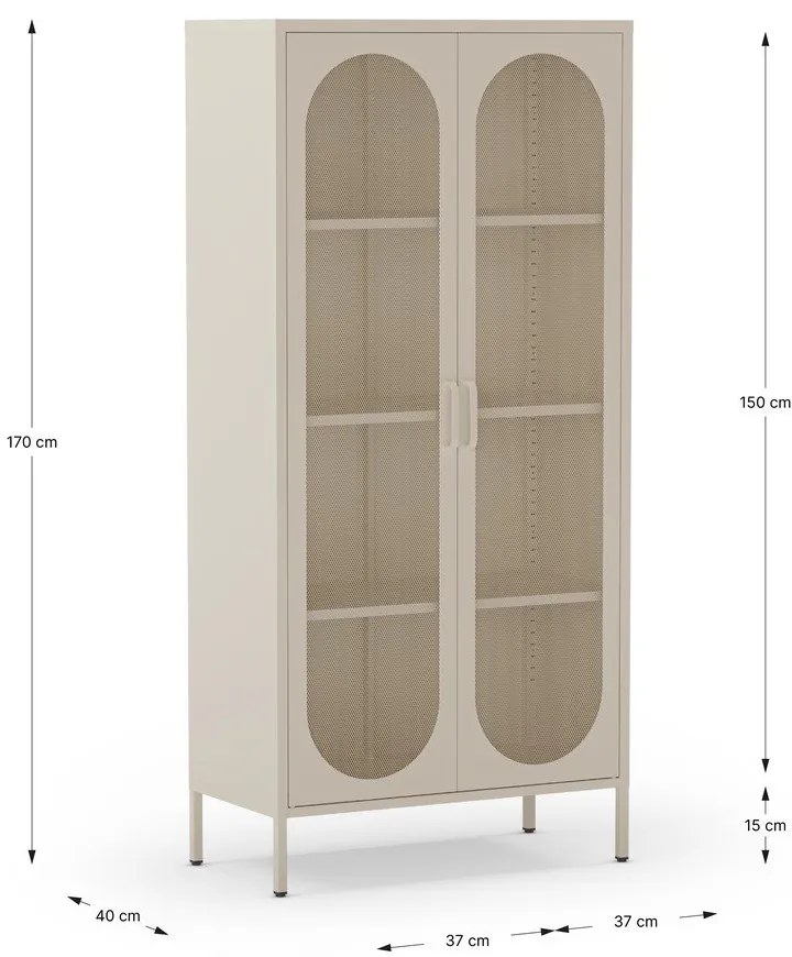 Krémovobiela kovová skriňa 80x170x40 cm Diora – Marckeric