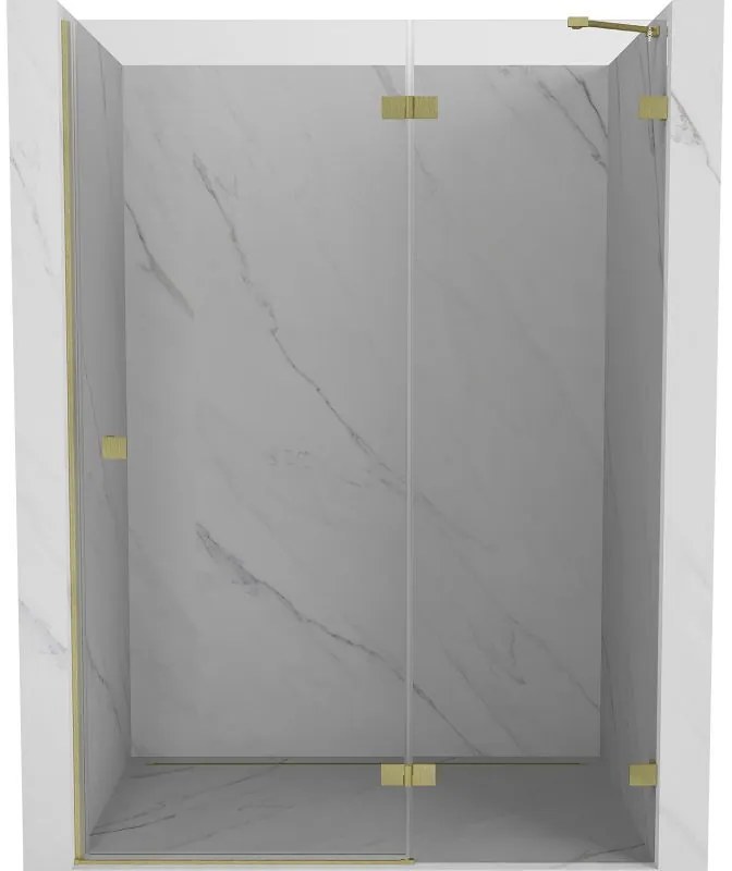 Mexen, Mexen Lunar pravé otočné sprchové dvere 130 cm, transparentné, brúsené zlato - 834-130-000-55-00-P