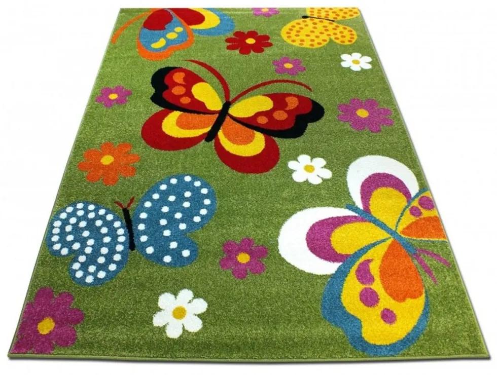 Detský koberec Motýle zelený, Velikosti 120x170cm