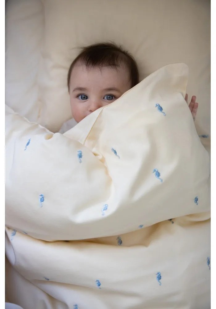 Svetložltá detská obliečka do postieľky z Bio bavlny 70x100 cm Sea Garden – Cam Cam Copenhagen