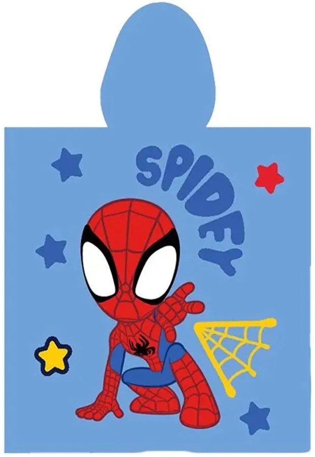 Detské plážové pončo - bavlnená osuška s kapucňou Spidey - 100% bavlna - 55 x 110 cm - pre deti od 3 do 6 rokov