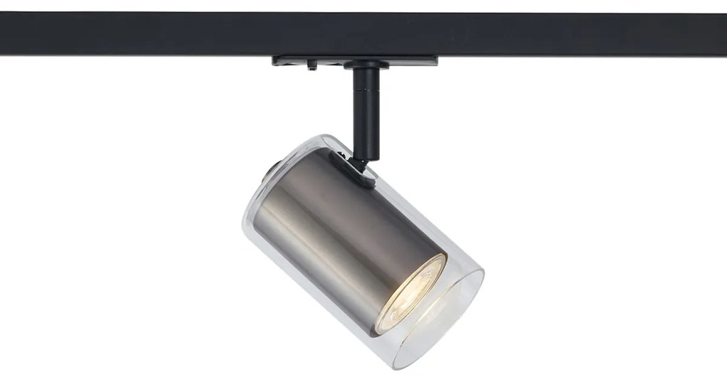 Moderný reflektor Gunmetal s čírym sklom pre koľajnicový systém 1-fázový - Iconic Lloyd