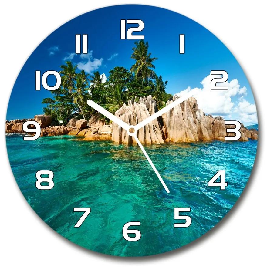 Sklenené nástenné hodiny okrúhle Tropický ostrov pl_zso_30_f_78907278