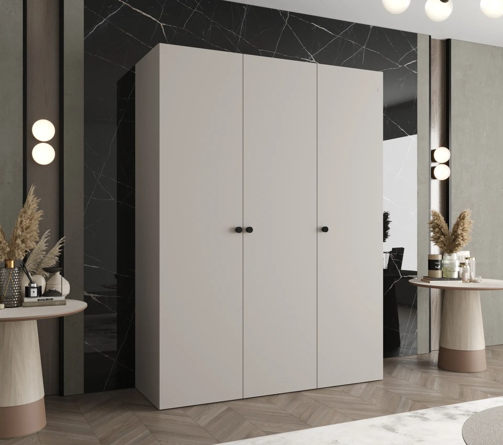 Šatníková skriňa 150 cm Parna 1 (kašmír + čierna). Akcia -20%. Vlastná spoľahlivá doprava až k Vám domov. 1125874