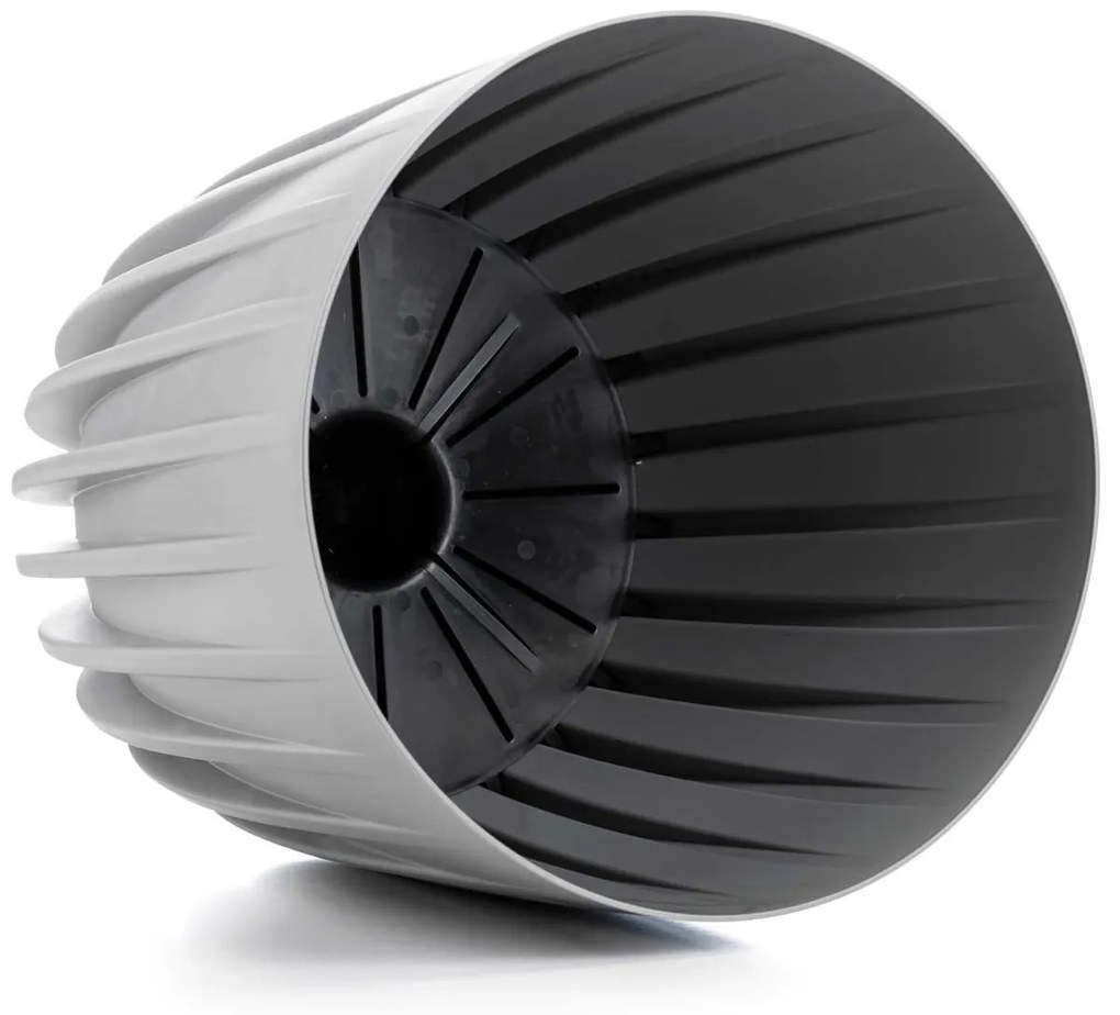 PLASTOVÝ KVETINÁČ STRIPPED 39X46 CM SIVÁ