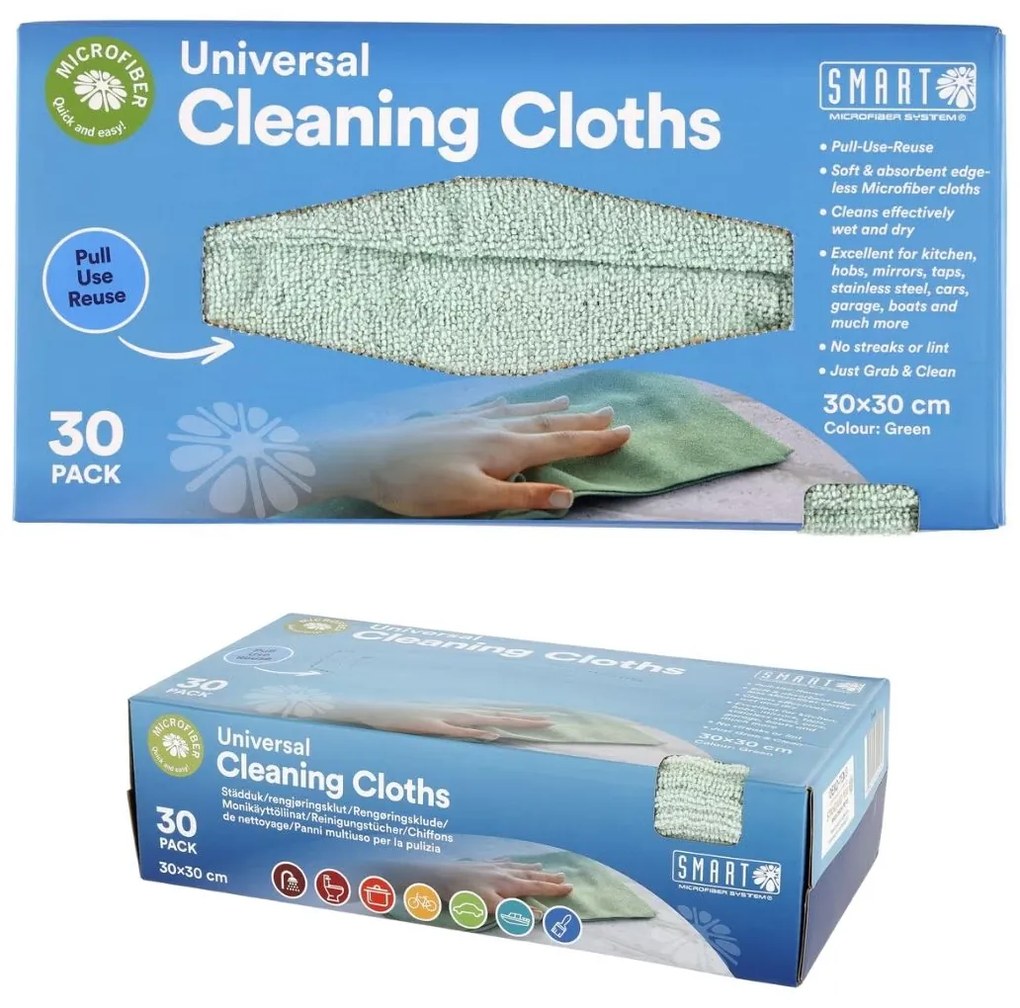 HITEKO (Smart microfiber system) 30ks univerzálních utěrek, hadříků na mytí - v krabičce