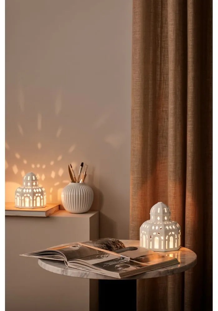 Biely keramický vianočný svietnik Kähler Design Lighthouse, ø 12 cm