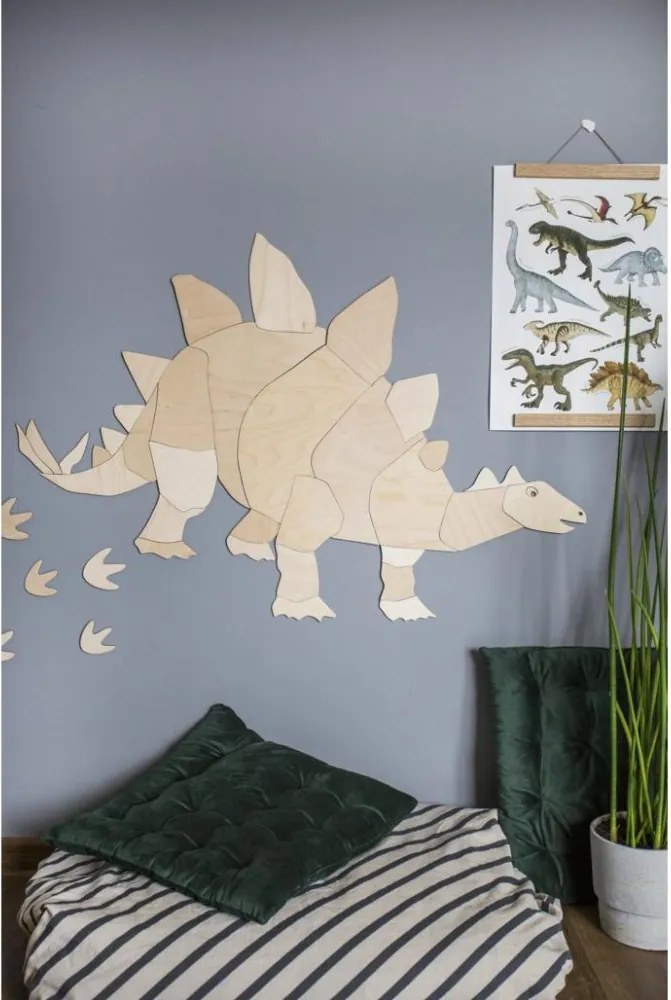 Drevená nástenná dekorácia Origami Stegosaurus – dinosaurus do detskej izby S