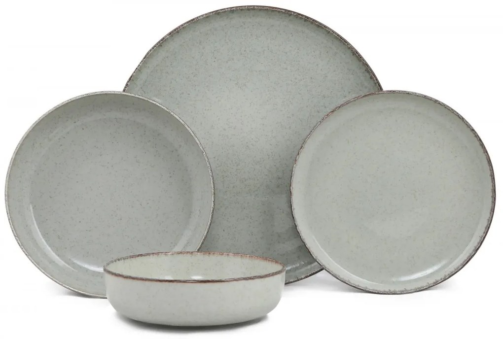 Porcelánová sada 24 ks talířů GreenFantasy zelená
