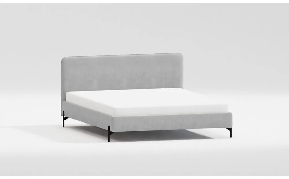 Svetlosivá čalúnená dvojlôžková posteľ s roštom 180x200 cm Barker – Ropez