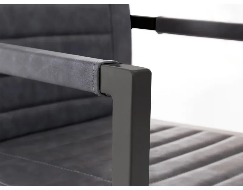 furniture-nabytek.cz - Sada 2 masívnych kresiel s podrúčkami Picton, umelá koža / kov, šedá/čierna