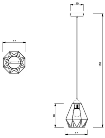 Luster na lanku BERGEN 1xE27/60W/230V čierna/zlatá