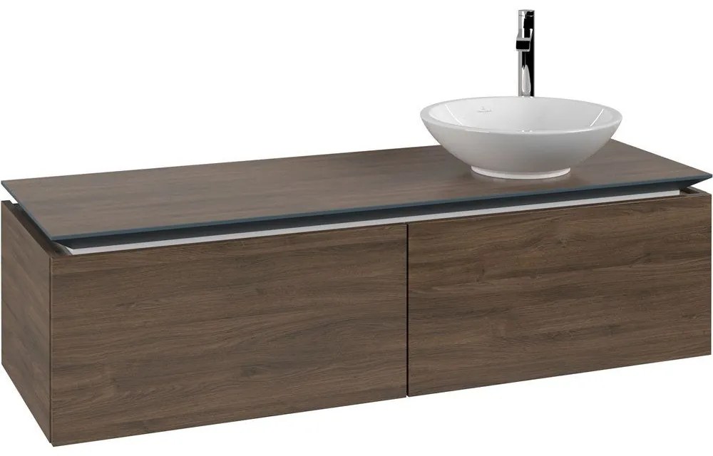 VILLEROY &amp; BOCH Legato závesná skrinka pod umývadlo na dosku (umývadlo vpravo), 2 zásuvky, 1400 x 500 x 380 mm, Arizona Oak, B58900VH