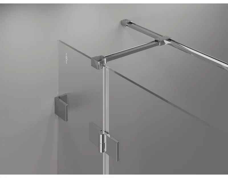 Mexen Lunar T, sklopný sprchový kút pravý 135 x 110 cm, 8mm číre sklo, chrómový profil, 834T-135-110-01-00-P
