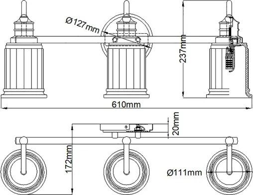Quoizel QZ-SWELL3-BB-BATH-LED Kúpeľňové nástenné svietidlo SWELL 3xG9/3W/230V IP44 zlaté
