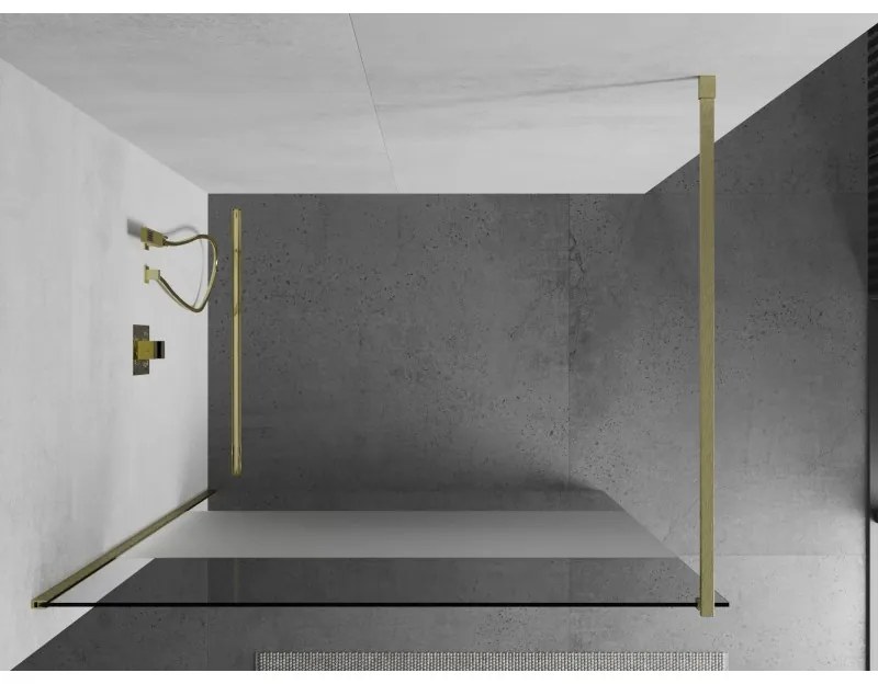 Mexen Kioto, sprchová zástena Walk-In 70 x 200 cm, 8mm číre sklo-námraza, zlatý matný profil, 800-070-101-55-35