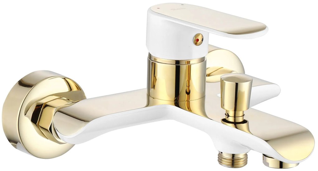 Rea Bloom, vaňová batéria s ručnou sprchovou sadou, biela-zlatá lesklá, REA-B9932