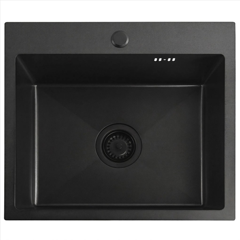 Rea Leo, 1-komorový oceľový drez 500x450x185 mm, čierna matná, ZLE-06005