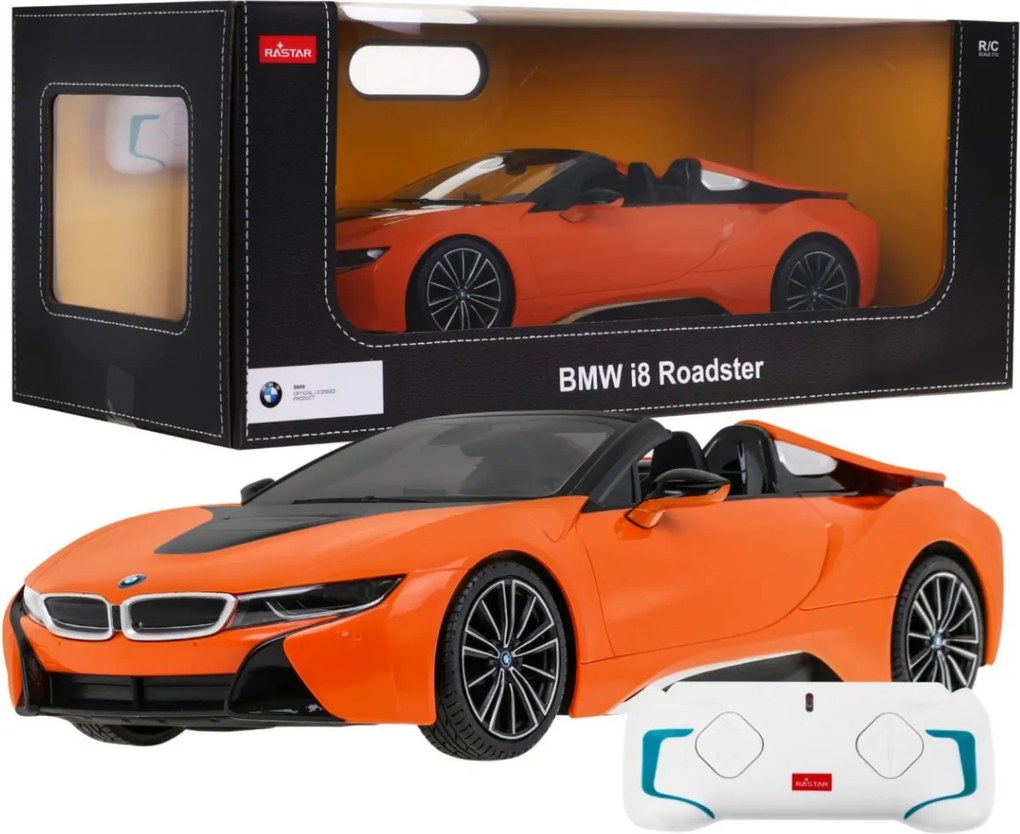 BMW i8 Roadster oranžový RASTAR model 1:12 Auto na diaľkové ovládanie + 2,4 GHz diaľkové ovládanie