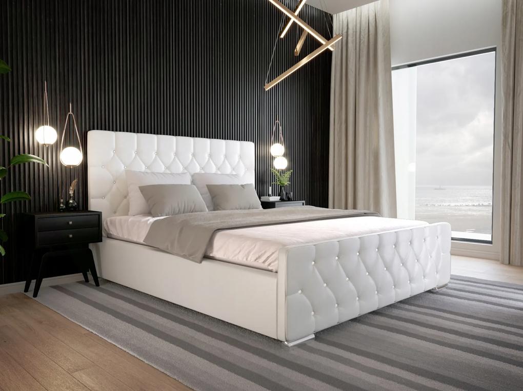 Luxusná posteľ Amadeus - Biela ekokoža 140/160/180 Platba: PREVODOM -  7% ZĽAVA, Veľkosť postele: Pre matrac 140 x 200 cm, Matrac: S matracom…