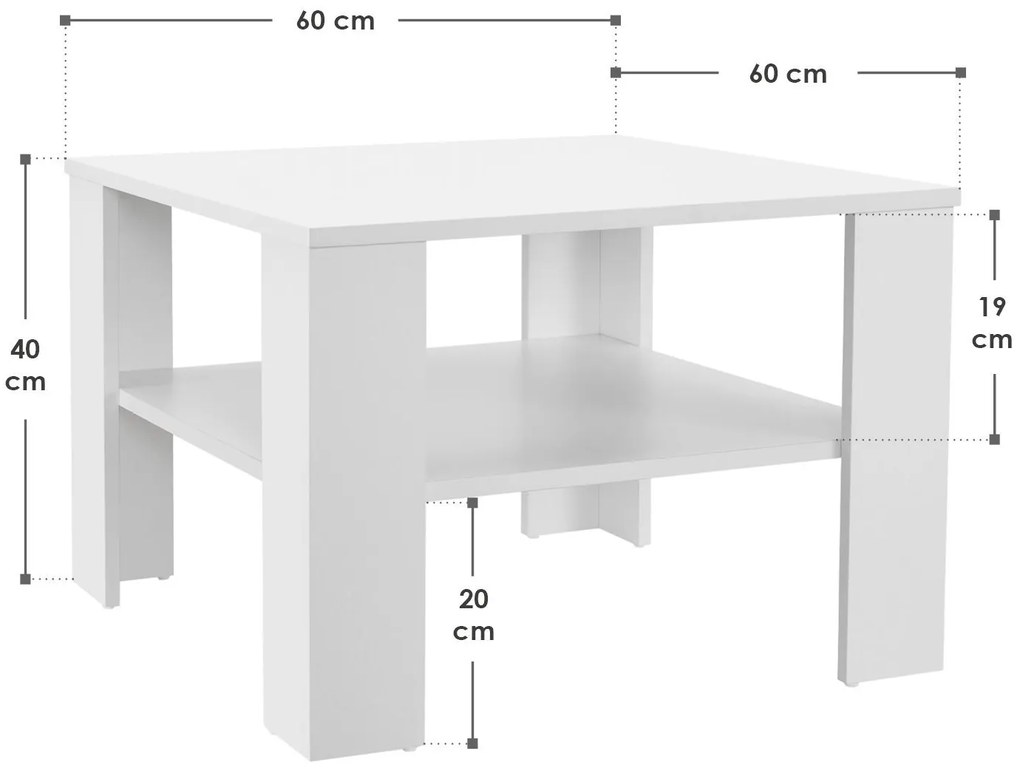 InternetovaZahrada Konferenčný stolík 60x60cm - biely