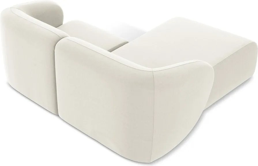 Béžová zamatová rohová pohovka (ľavý roh/s leňoškou) Lani – Makamii