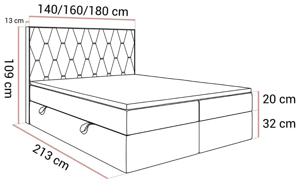 ČALÚNENÁ POSTEĽ S MATRACOM DAPHNE 160X200