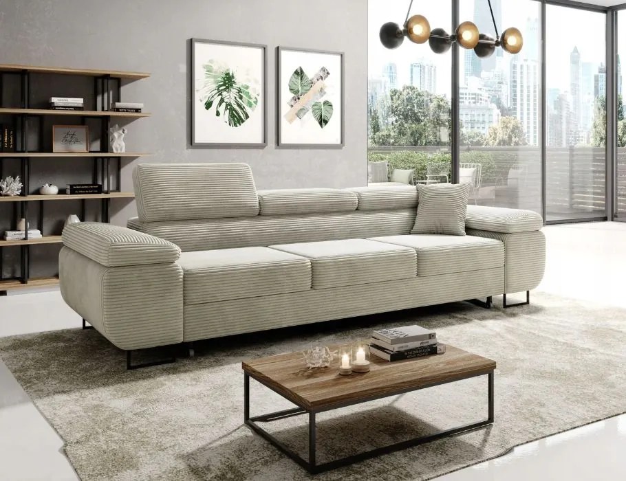 Krásna pohovka na každodenné spanie Astorp, krémová.