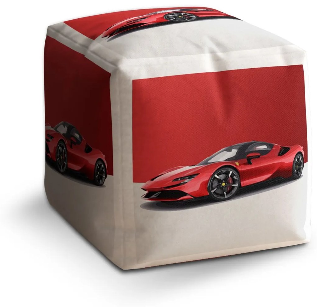 Sablio Taburet Cube Ferrari na červeno-bielej: 40x40x40 cm