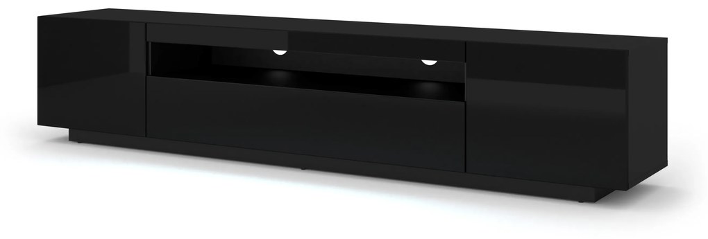 TV stolík/skrinka Aurinko 200 (lesklá čierna). Akcia -20%. Vlastná spoľahlivá doprava až k Vám domov. 1083450