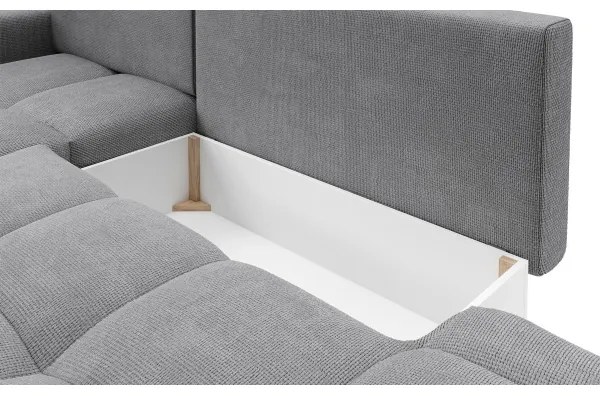 Rozkladacia rohová čalúnená sedacia súprava s úložným priestorom v tvare L ALMADA ľavá sivá