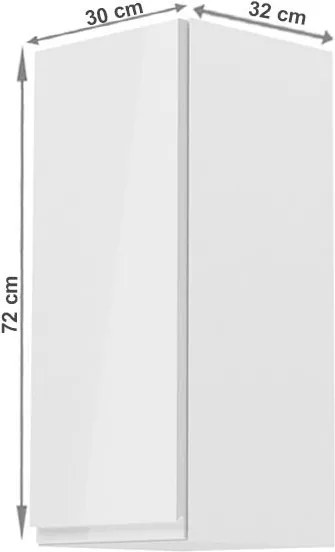 Horná kuchynská skrinka Aurora G30 L - biela / sivý lesk