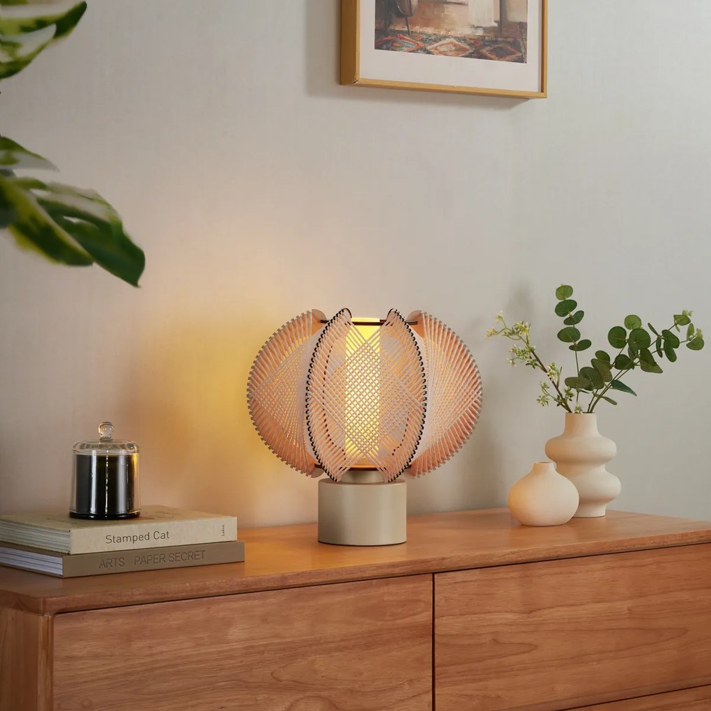 Japandi stolná lampa béžová 32 cm - Gertie