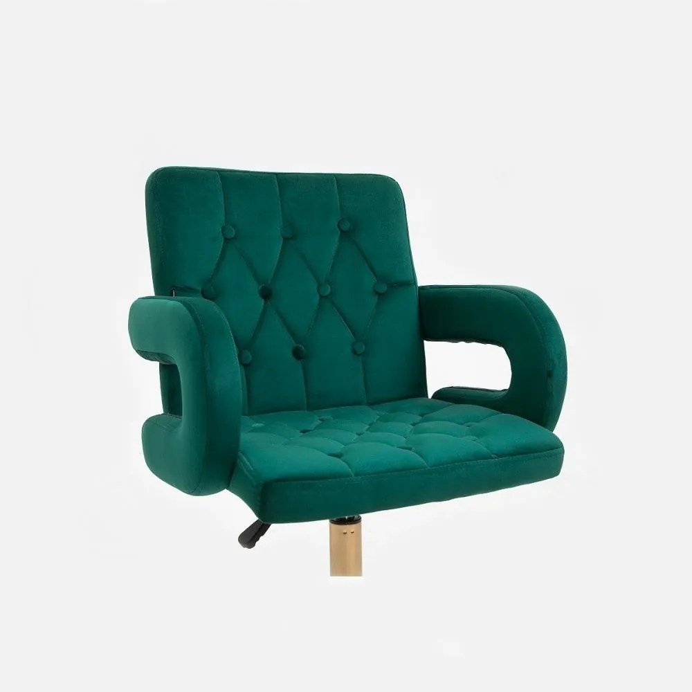 LuxuryForm DESIGN Stolička BOSTON VELUR na zlatej podstave s kolieskami - zelená